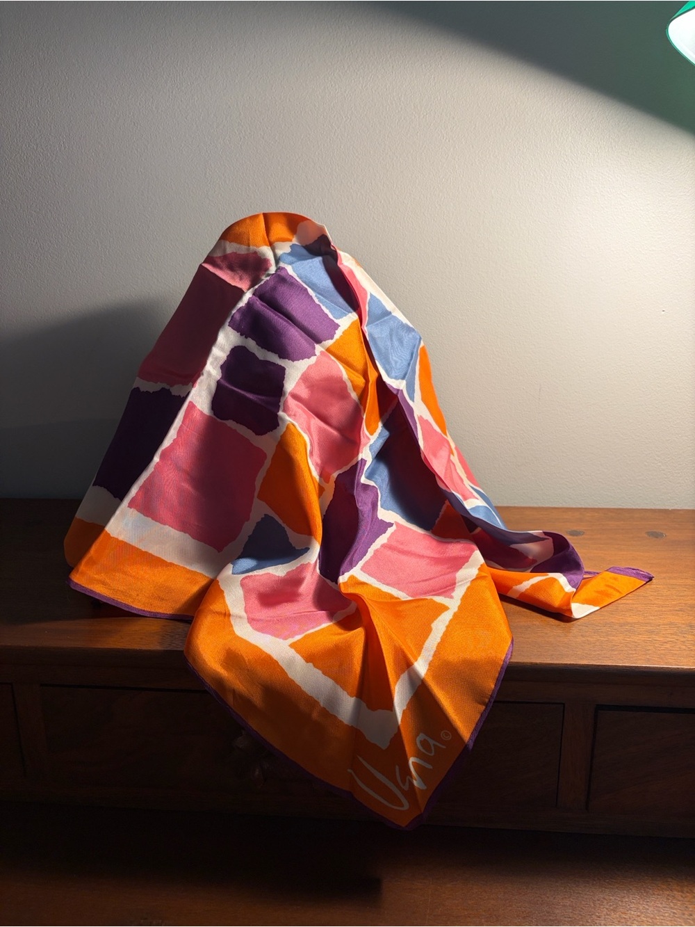 Vintage Vera Neumann Silk Scarf Modern Abstract Geometric Color Block